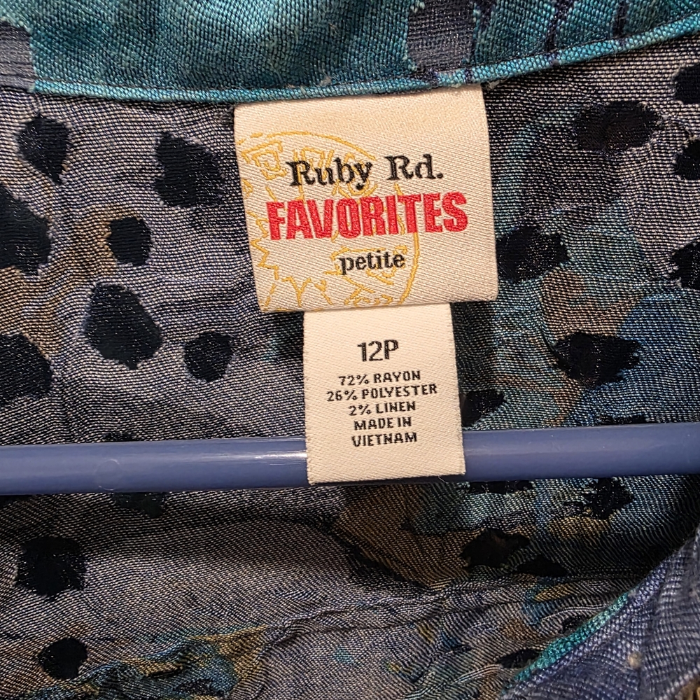 Ruby Rd. Teal and Black Patterned Jacket - Picture 3 of 4
